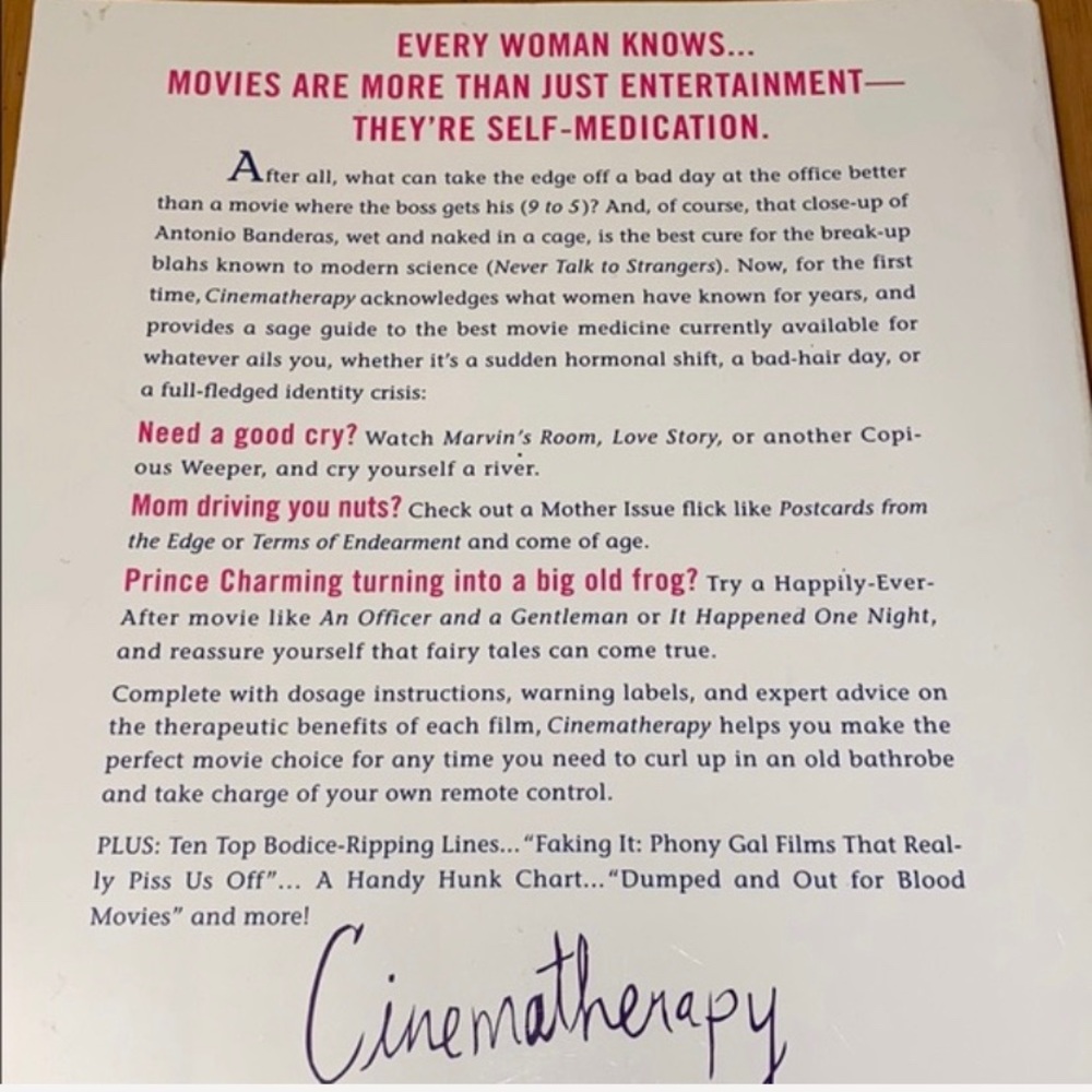 Cinematherapy Movie Lover’s  A girl’s guide to a movie for every mood!